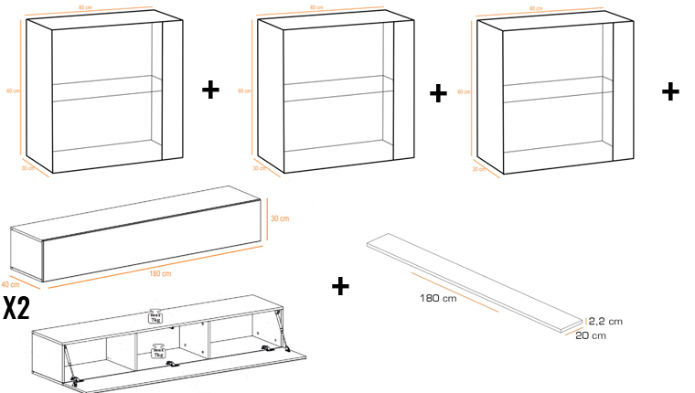 dimensions des meubles de salon tv muraux